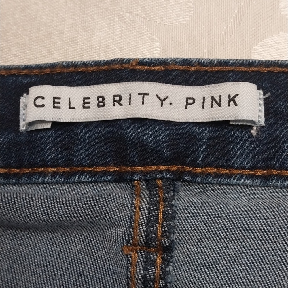 Celebrity Pink NWT Women's Exposed Button Flare Denim Jeans Size 15/32 Dark Wash - Picture 2 of 14